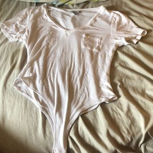 White Pocket tee bodysuit